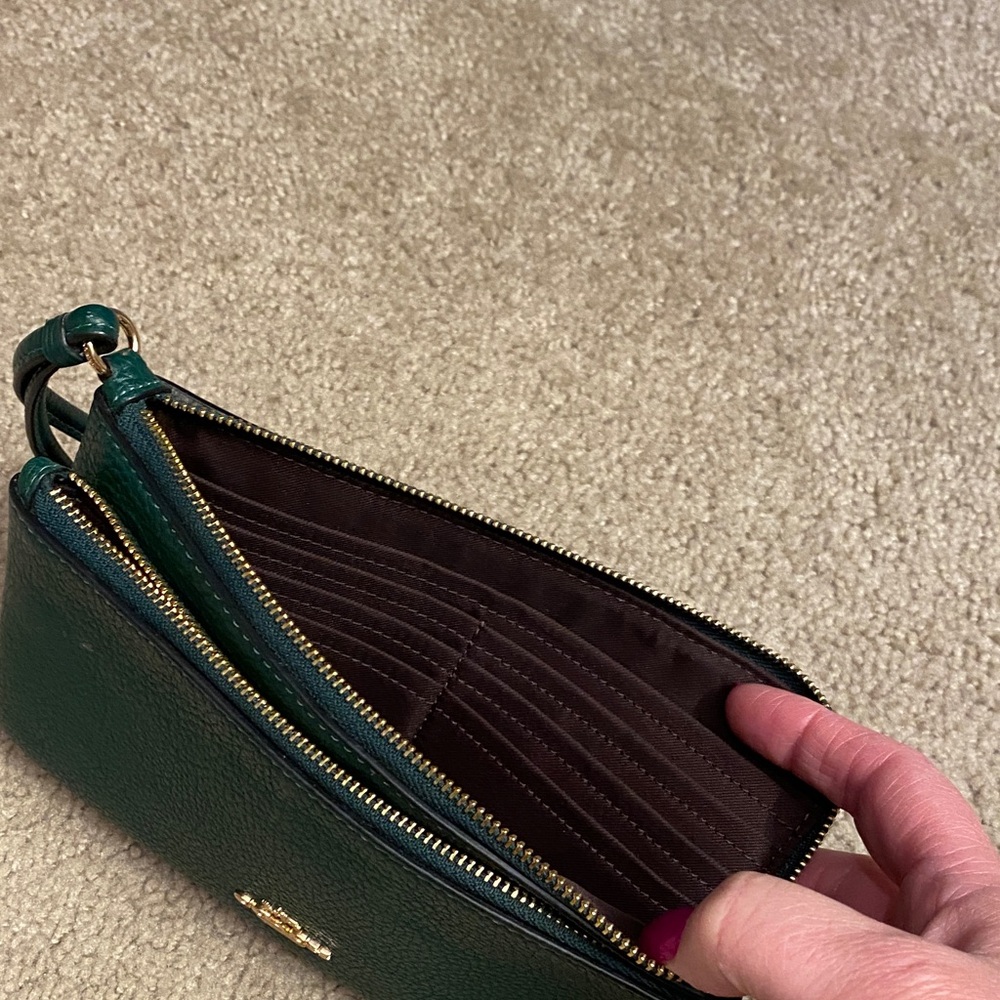 Coach Forest Green Leather Wristlet - Picture 4 of 6